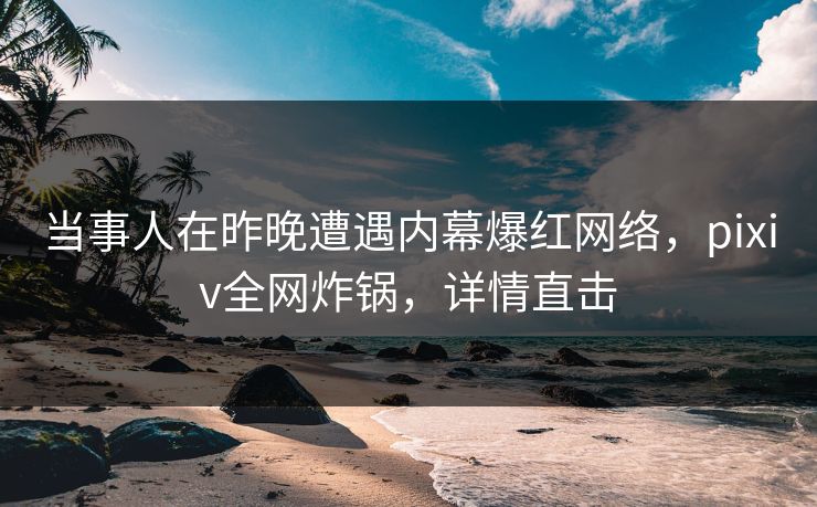 当事人在昨晚遭遇内幕爆红网络，pixiv全网炸锅，详情直击